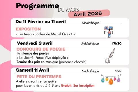 Programme d'animations - avril 2026