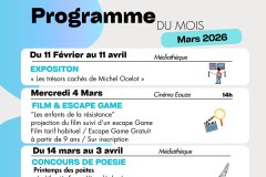 Programme d'animations - mars 2026