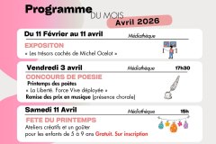 Programme d'animations - avril 2026